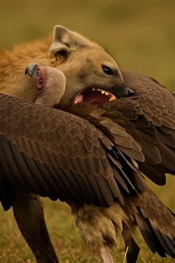 vulture vs hyena #animals #bestfeed #fighting #vulture #hyena #wildlife