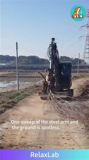 One sweep of the steel arm and the ground is spotless.