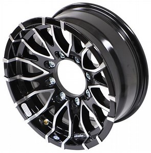Aluminum Eagle Trailer Wheel - 16" x 7" Rim - 8 on 6-1/2 - Glossy Black Lionshead Trailer Tires and
