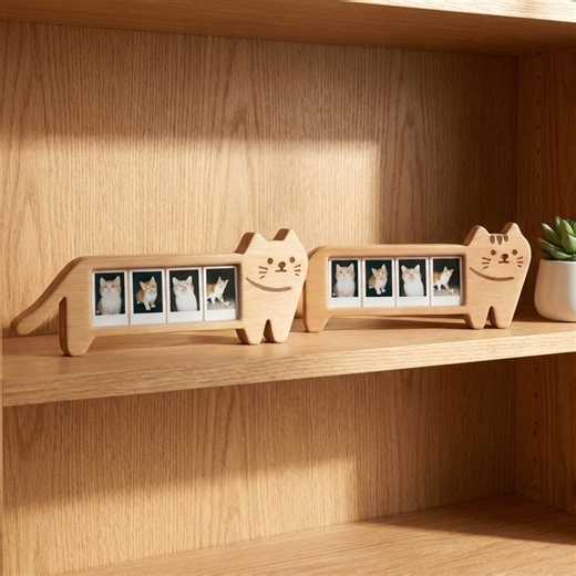 Wood Cat Shape Picture Frame, 3 Inch Pet Photo Storage Box - Etsy