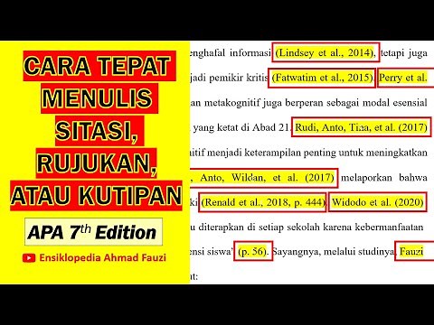 Cara Menulis Kutipan, Rujukan, atau Sitasi sesuai APA style 7th Edition