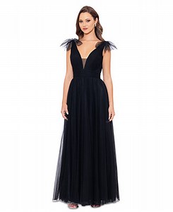 Betsy & Adam Women's V-Neck Sleeveless Chiffon Gown - Macy's
