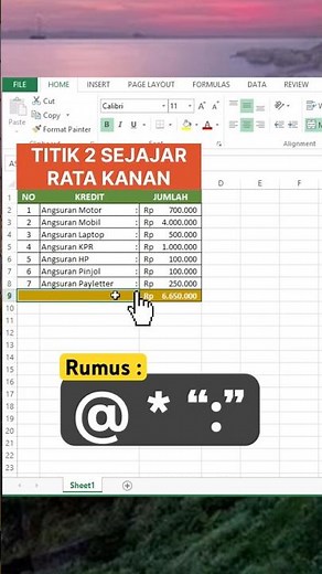 Cara Membuat Titik 2 Sejajar Rata Kanan #ratakanan #exceltips #shorts