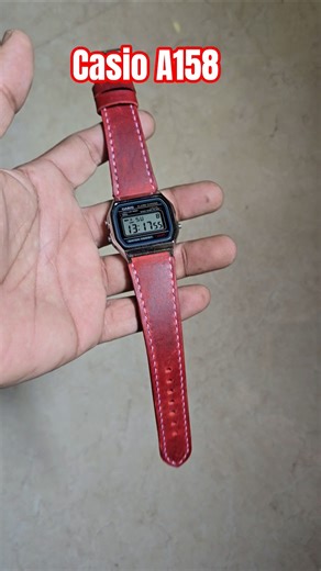 Casio A158 red leather strap. Casio vintage series #casiowatches #casiovintage