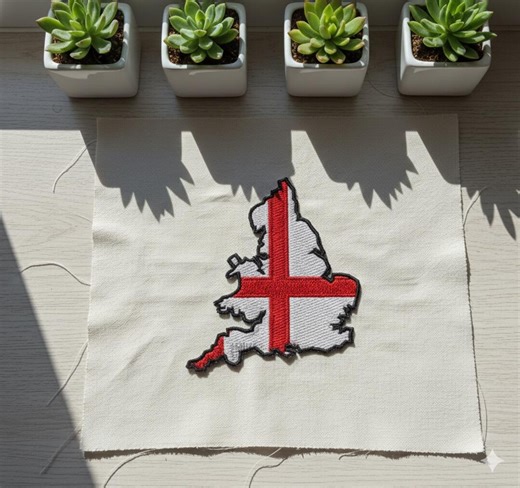 England Map Flag Embroidery Design – 125x115mm Digital File – St. George's Cross UK Patriot Pattern - Etsy