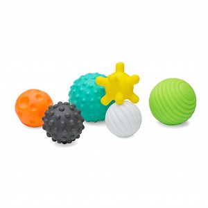 Infantino Textured Multi Ball Set, Soft Plastic, Baby 6-12 Months, Multi-Color, 6-Piece