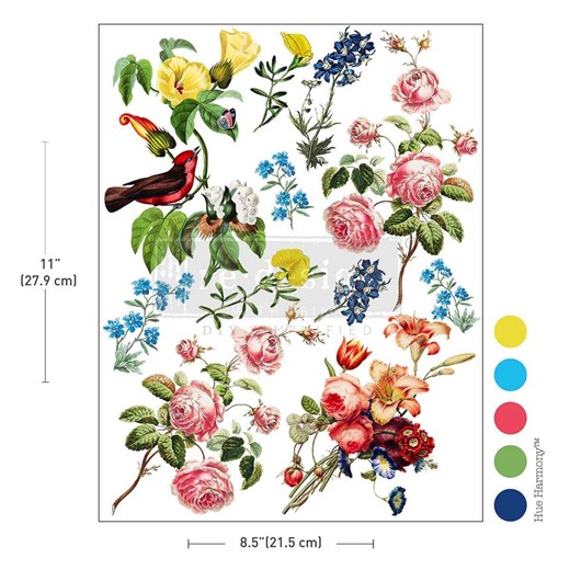 RUSTIC ROMANCE - New Redesign With Prima - H2O Spring Floral Transfer for Furniture Decor Decal - One 8.5" X 11" Sheet - Etsy