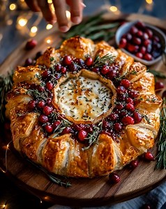 322K views · 2.3K reactions | 燎 A golden crown of pastry filled with ruby-red cranberry jewels, circling molten brie at the heart. | Timeless Recipes | Facebook