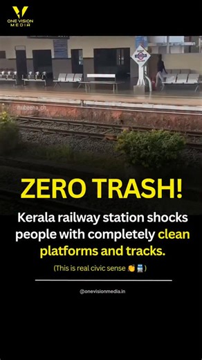 A Kerala railway station stunned commuters with spotless platforms and clean tracks — a sight many don’t associate with Indian railways. Proof that cleanliness isn’t impossible, just unevenly enforced. Credit:- IG/ @Mooeena_ch_ Follow [@onevisionmedia.in ] to stay informed and updated❗ . . #onevisionmedia #Kerala #IndianRailways #CleanIndia | Onevision Media