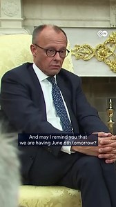 644K views · 9.8K reactions | Watch German Chancellor Friedrich Merz's reaction after President Trump remarks that D-Day "was not a pleasant day for you": | DW News | Facebook
