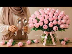 Easy Ribbon TULIPS🌷for Beginners (So Easy!)