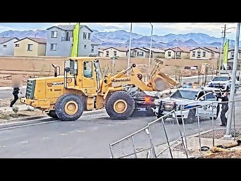 Suspect Tries to Ram Police Cars With Stolen Front Loader