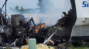 STAFFORD Tow behind camper fire Stafford Fire and Town of Batavia Fire are on scene at Golden Mobile Home Park on Main Road in Stafford near Fargo Road, for a camper fire. One firefighter was reported down and is being checked out on scene.They are conscious and alert. | Video News Service