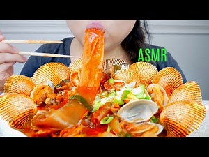 ASMR Spicy Clams Wide Noodles ♥︎ Cooking Recipe 먹방 No Talking suellASMR