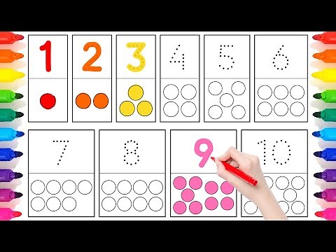 Learn to Write and Count 1 to 10 | Coloring the Circle by Number | English for toddlers