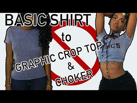 Thrift Flip: DIY Basic T-shirt to Easy Elastic Waist Crop Top and No Sew Choker