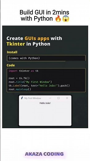Build gui with python using tinker in 2mins #shorts #python #tinkers #coding #ytshorts #fyp
