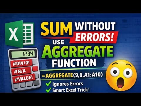 AGGREGATE Function in Excel | Sum Values Without Error Cells#excel