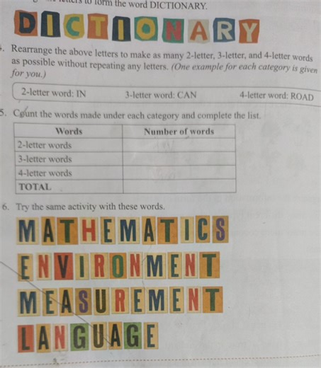 Rearrange the above letters to make as many 2-letter, 3-letter,... | Filo