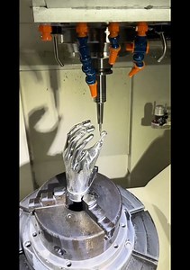 278K views · 2.4K reactions | The simultaneous 5-axis motion enables undercutting, curved surfaces, and fine details (e.g., knuckles, fingernails, or veins) without repositioning the workpiece. #CNC #CNCmachine #machinetool #machinist #5AxisCNC #CNCPrecision #rtcp #CNCProgramming #metalfabrication #automation #CHINA #milling #industrial40 | SYNE Machines | Facebook