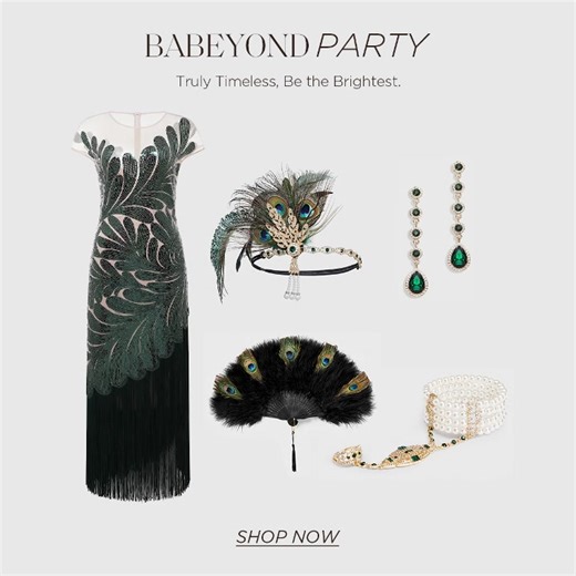 Step into the Roaring Twenties! Get ready to dazzle in our stunning 1920s-inspired dresses. Flapper-style, beaded fringe, and luxurious fabrics will make you feel like a vintage queen. Who says retro can't be trendy? Shop Now! | BABEYOND