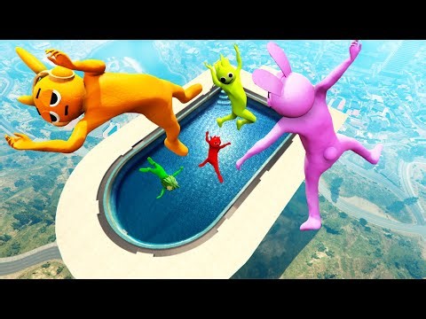 Incredibox Sprunki Group Huge Water Pool Ragdolling and Jumps in GTA 5