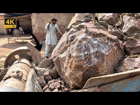 Big Rock Stuck in Jaw Crusher Machine in Action : Powerful Stone Crushing ASMR Sounds #stonecrusher