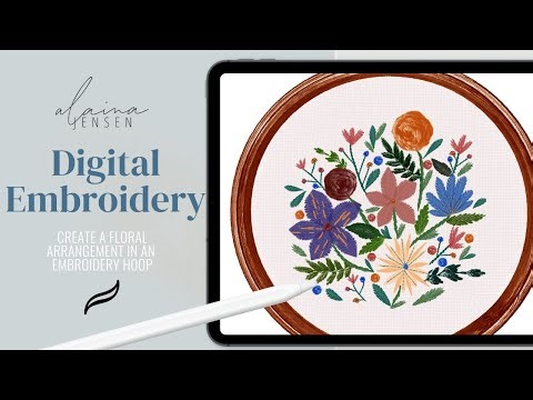 Digital Embroidery in Procreate - Make a Floral Arrangement in an Embroidery Hoop
