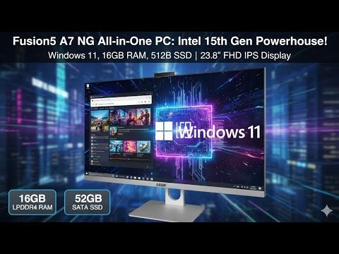 Full HD All in One PC Desktop Computer Windows 11, Intel 15th Gen Quad-Core