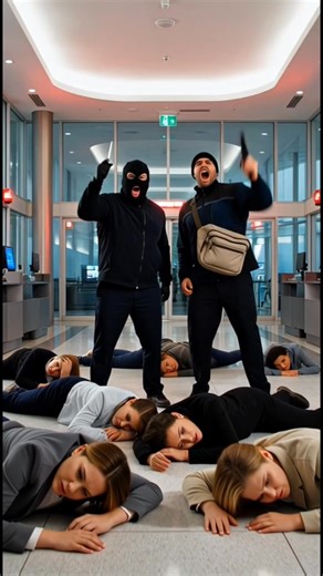 No one remembered how long they had been lying on the cold marble floor. Seconds stretched into something heavier—thicker—like time itself had been pressed flat against their lungs. The smell of metal, sweat, and fear filled the air inside the downtown bank. A woman near the counter was crying quietly, trying not to make a sound. A man in a suit had his face pressed into the floor, eyes open, staring at nothing. Then the knife glinted. “Stay on the ground! Everyone!” The shout echoed off the wal