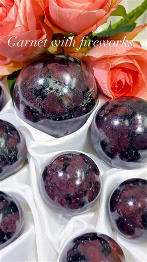 Garnet with fireworks sphere Hope your life can be as splendid as a firework. #Crystal #crystalwholesale #crystalsale #crystalenergy #crystalcollection #crystalshop #crystalhealing #crystallive | Magic Crystal Wholesale
