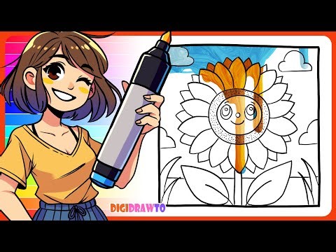 How To Draw a Cute Sunflower Step by Step