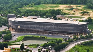 Aerial View of Noah's Ark Replica at Ark Encounter Theme Park in Williamstown, Kentucky Stock Footage - Video of kentucky, tourist: 306180548