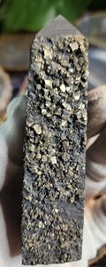 Shungite With Pyrite Crystal Tower | Polished Shungite Point With Natural Pyrite Inclusions - Etsy