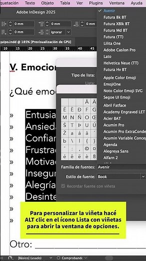 Crear viñetas en Adobe InDesign
