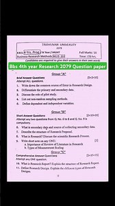 bbs 4th year business research method//2079 Question paper #tu #researchquestions #ytshorts #short