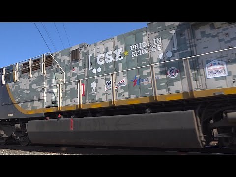 CSX 1776 Camo Unit Spirit Of Armed Forces! Brand New NS Engine 4550 Leads BNSF Unit! DPU Alrights!