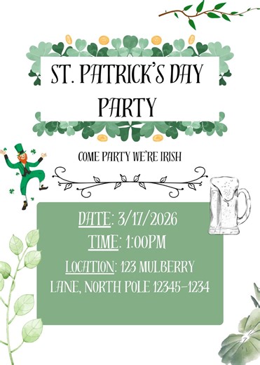 St. Patrick's Day Party Invitation | Editable Digital Canva Template | Instant Download - Etsy