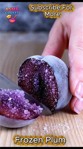 Frozen Plum Sliced in Half — Crisp Icy ASMR ❄️🍑