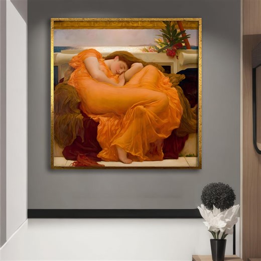Sleeping Woman in Orange Dress Canvas, Romantic Fine Art Print, Soft Drapery Wall Art, Vintage Style Home Decor, Tranquil Framed Wall Art - Etsy