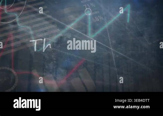 Animation of thank you text banner over financial data processing against grey background. Global economy and business technology concept Stock Video Footage - Alamy