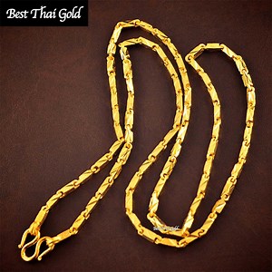 2.5mm, Handmade 24K Gold Plated Bar Link Chain, Thai Baht Gold Jewelry - Etsy
