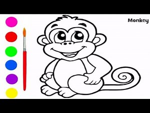 A Cute Monkey 🐒| Easy coloring Drawing for Children