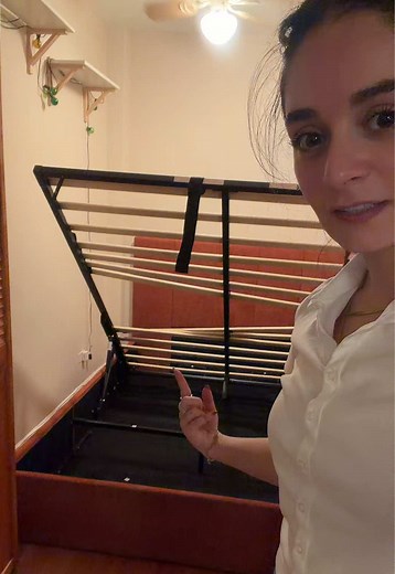 chaotically building a queen bed frame in my tiny bedroom (which is a closet) … small space living but making it worse #contractor #womeninstem #nycapartment