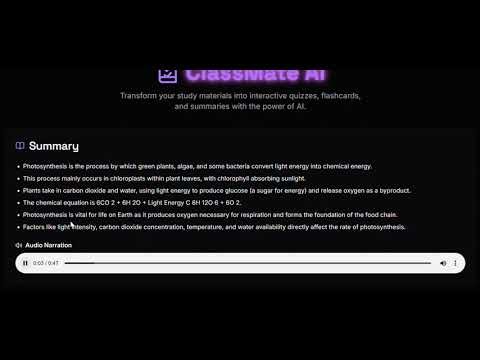 ClassMate AI - Turn any textbook into an interactive learning experience.