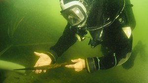 Medieval spear pulled from Polish lake may have belonged to prince or nobleman