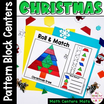 Christmas Pattern Blocks Puzzle Mats December Math Center Kindergarten No Prep
