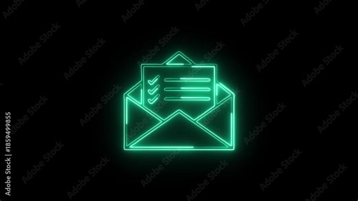 Email Icon Animation with Glowing Lines on Black Background