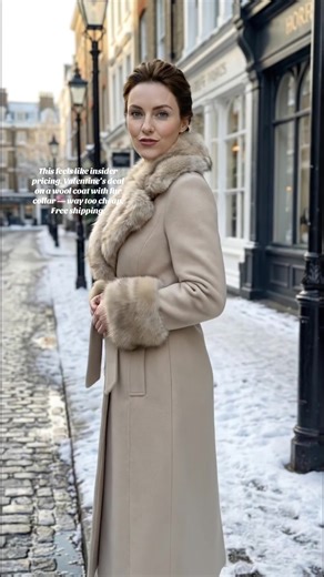 This feels like insider pricing. Valentine’s deal on a wool coat with fur collar — way too cheap. Free shipping.