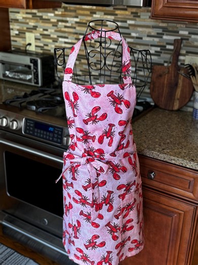 Lobster Print Cotton Bib Apron, Gift for Mom - Etsy